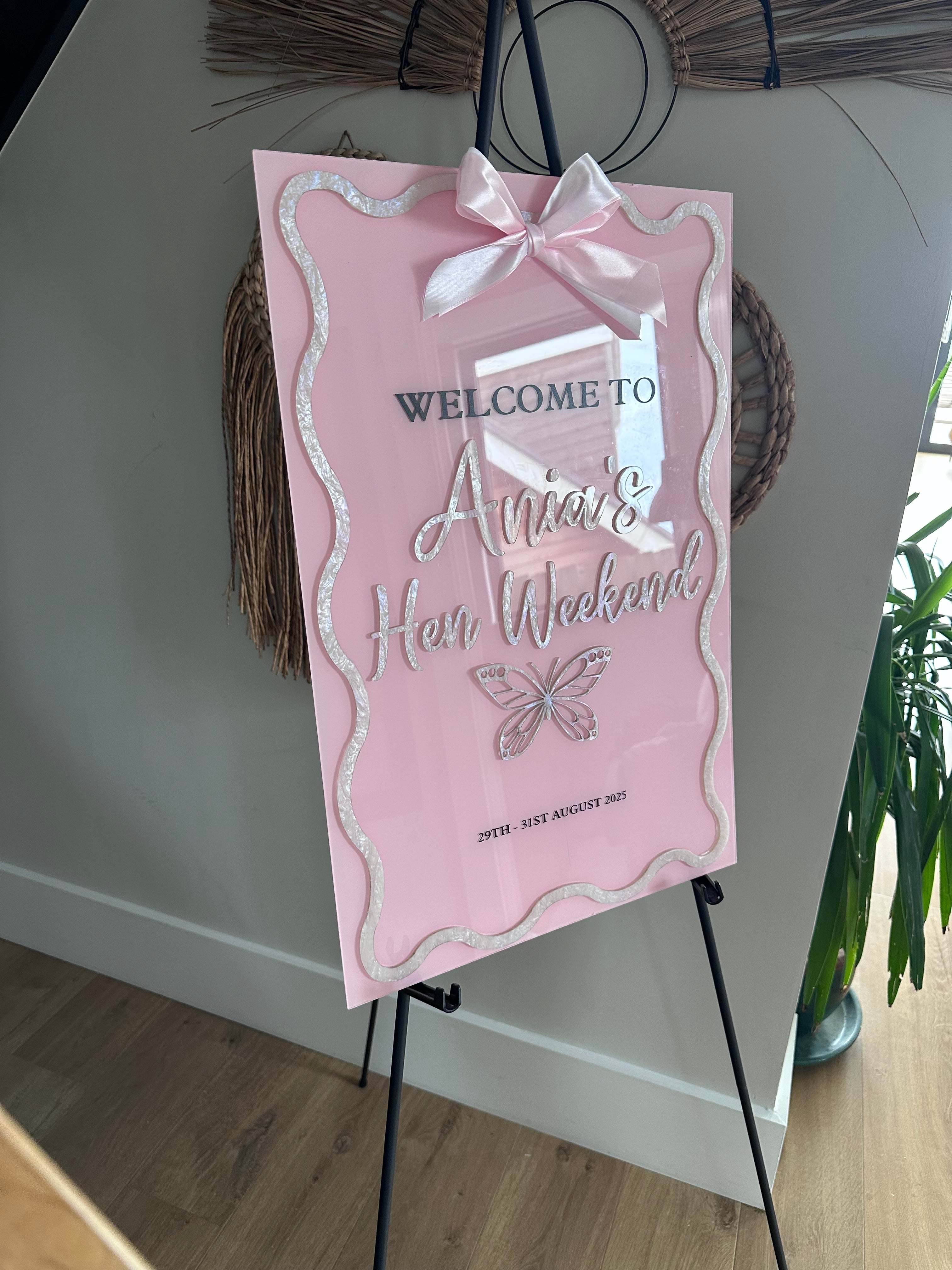 Personalised Hen Party Welcome Sign, Bachelorette Party Entrance Signage, Custom bridal Shower Decor