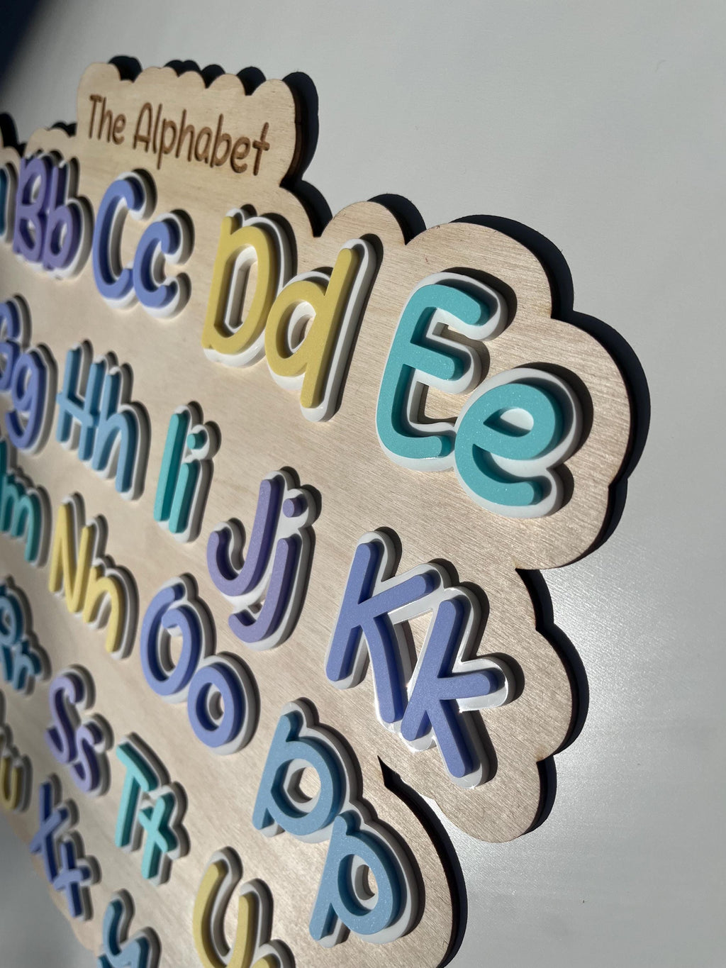Pastel Wooden ABC Sign for Kids Room – Educational Alphabet Wall Art Nursery Decor