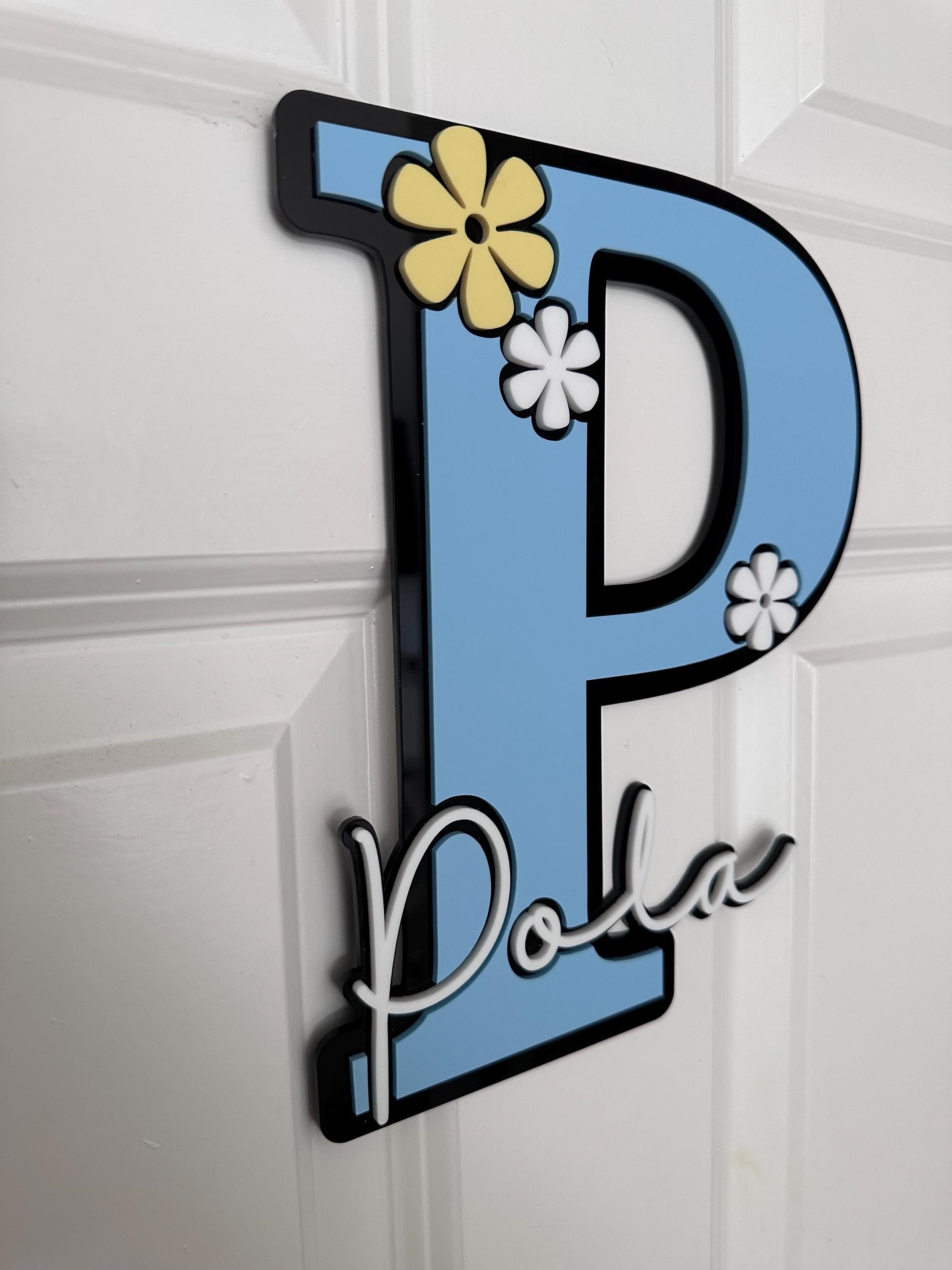 Personalised Floral Acrylic Letter Name Sign