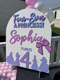 Personalised Four Ever a Princess Birthday Party Sign: Custom Acrylic Name Decor