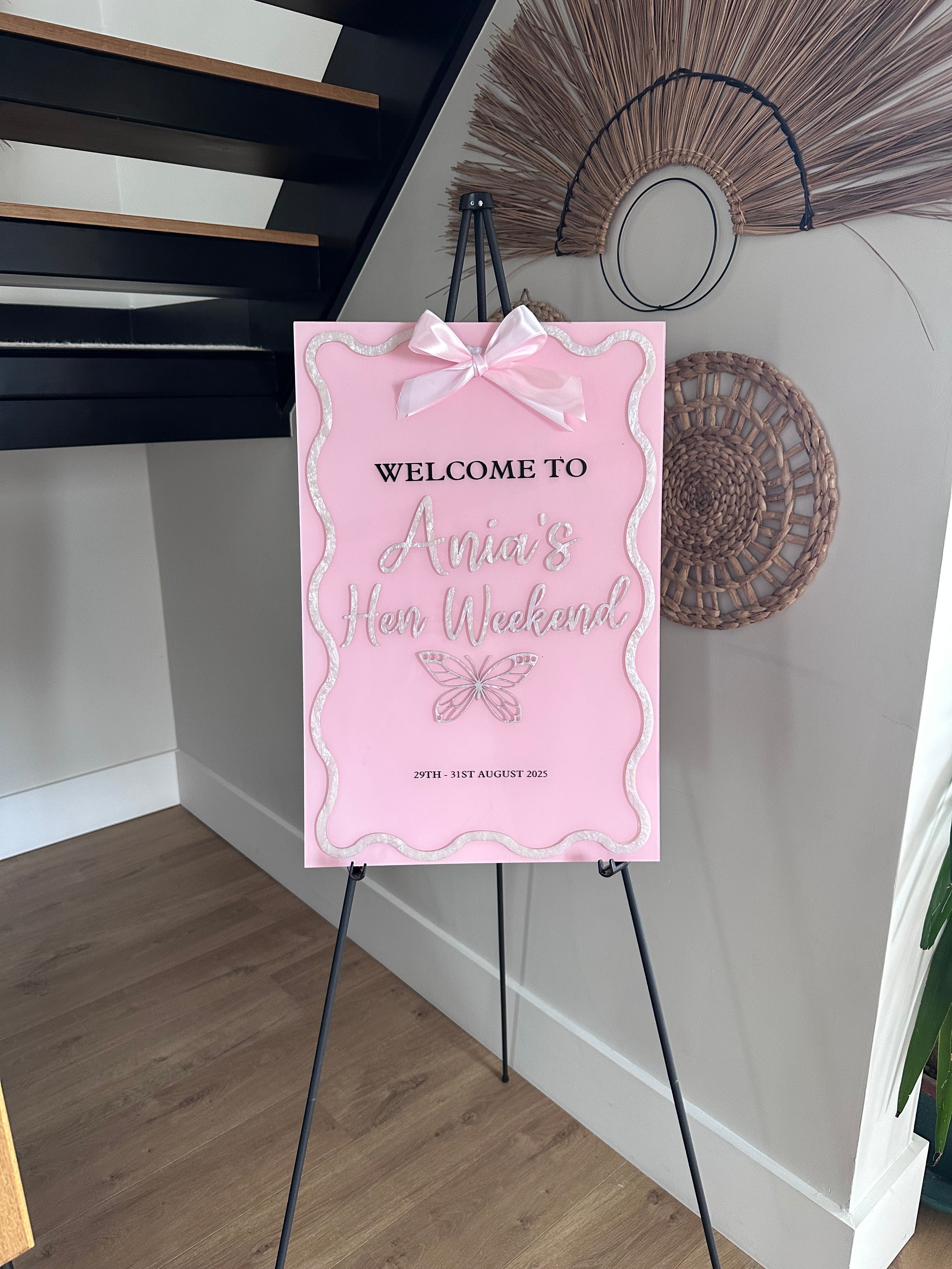 Personalised Hen Party Welcome Sign, Bachelorette Party Entrance Signage, Custom bridal Shower Decor