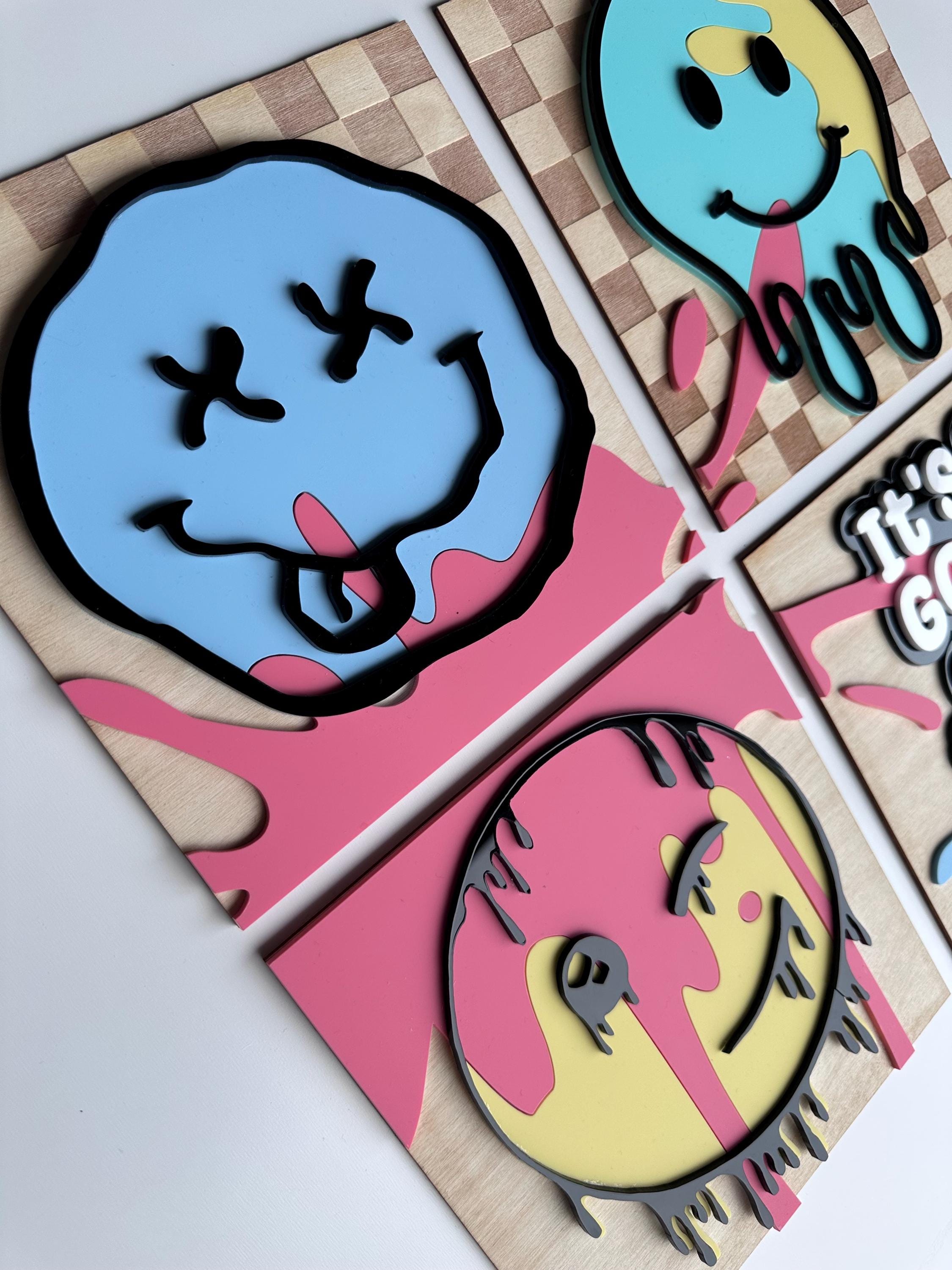 Funky Smiley Face Decor: Colorful Kids Room Wall Art