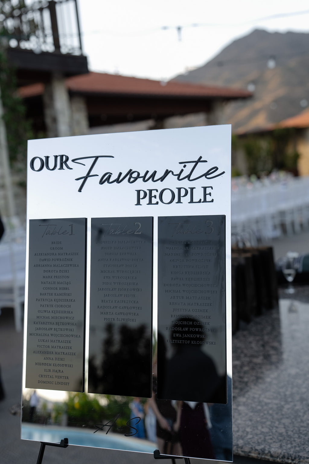 Luxury Mirror Acrylic Wedding Seating Chart with 3D lettering