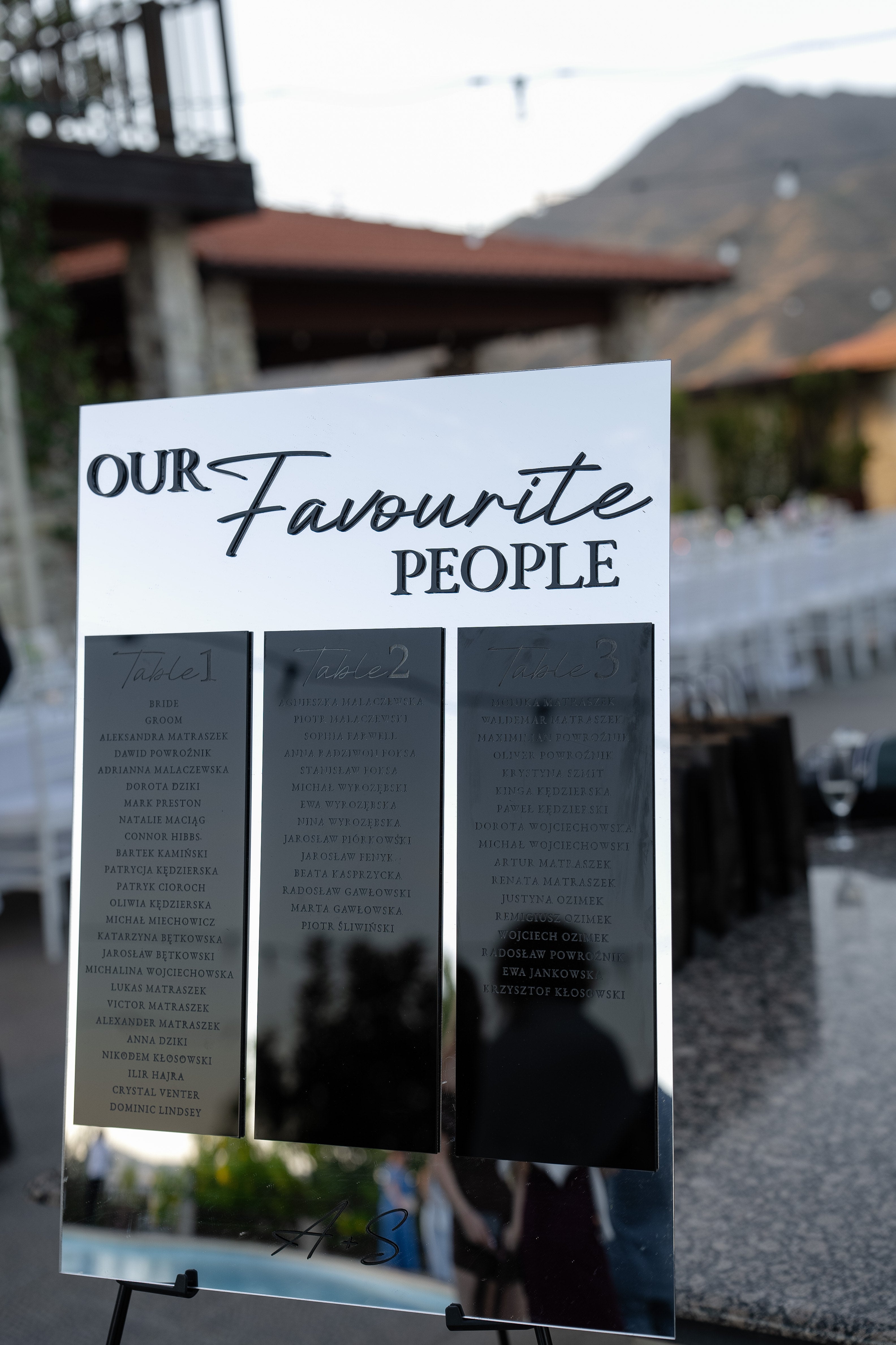 Luxury Mirror Acrylic Wedding Seating Chart with 3D lettering