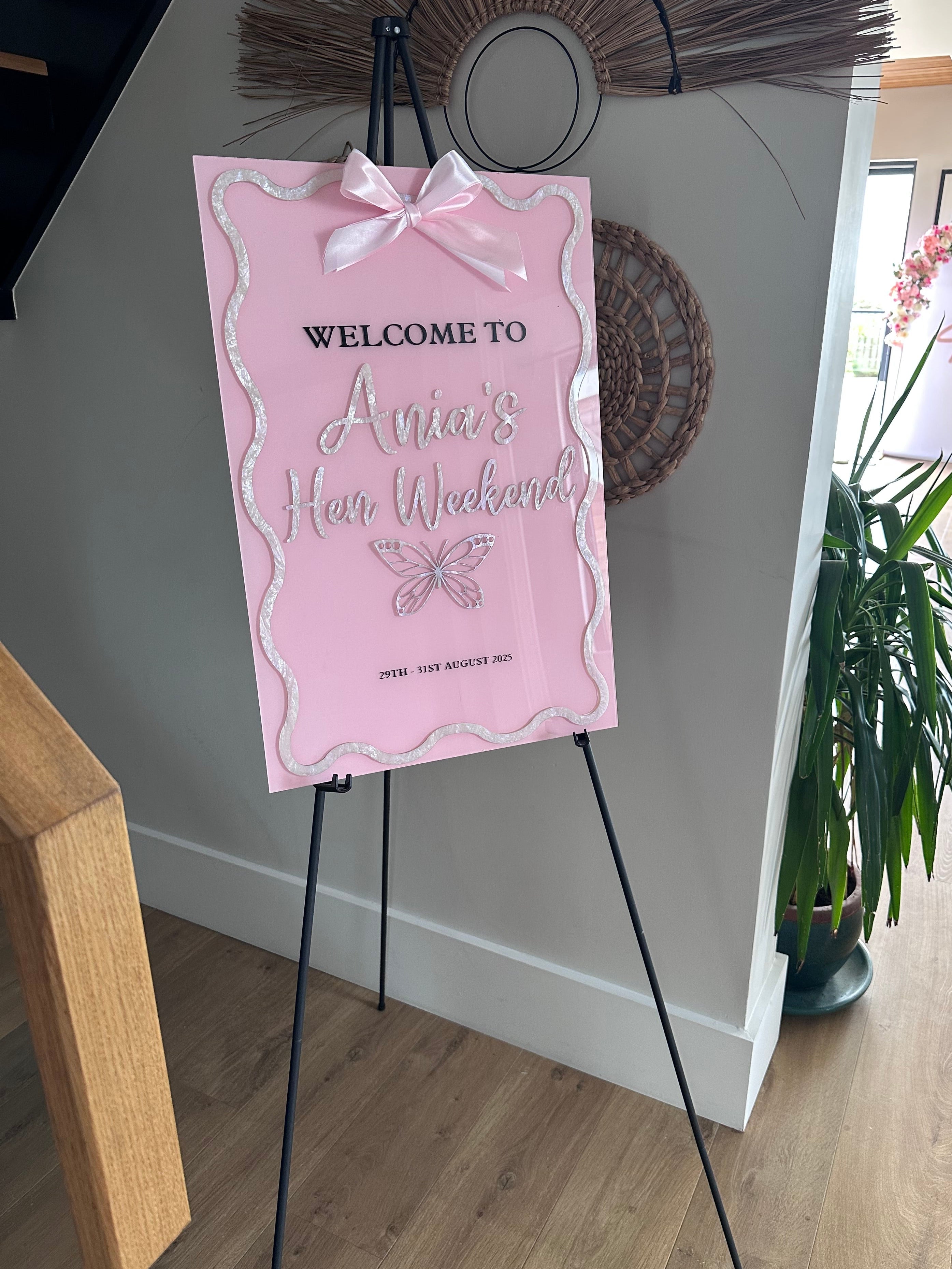 Personalised Hen Party Welcome Sign, Bachelorette Party Entrance Signage, Custom bridal Shower Decor