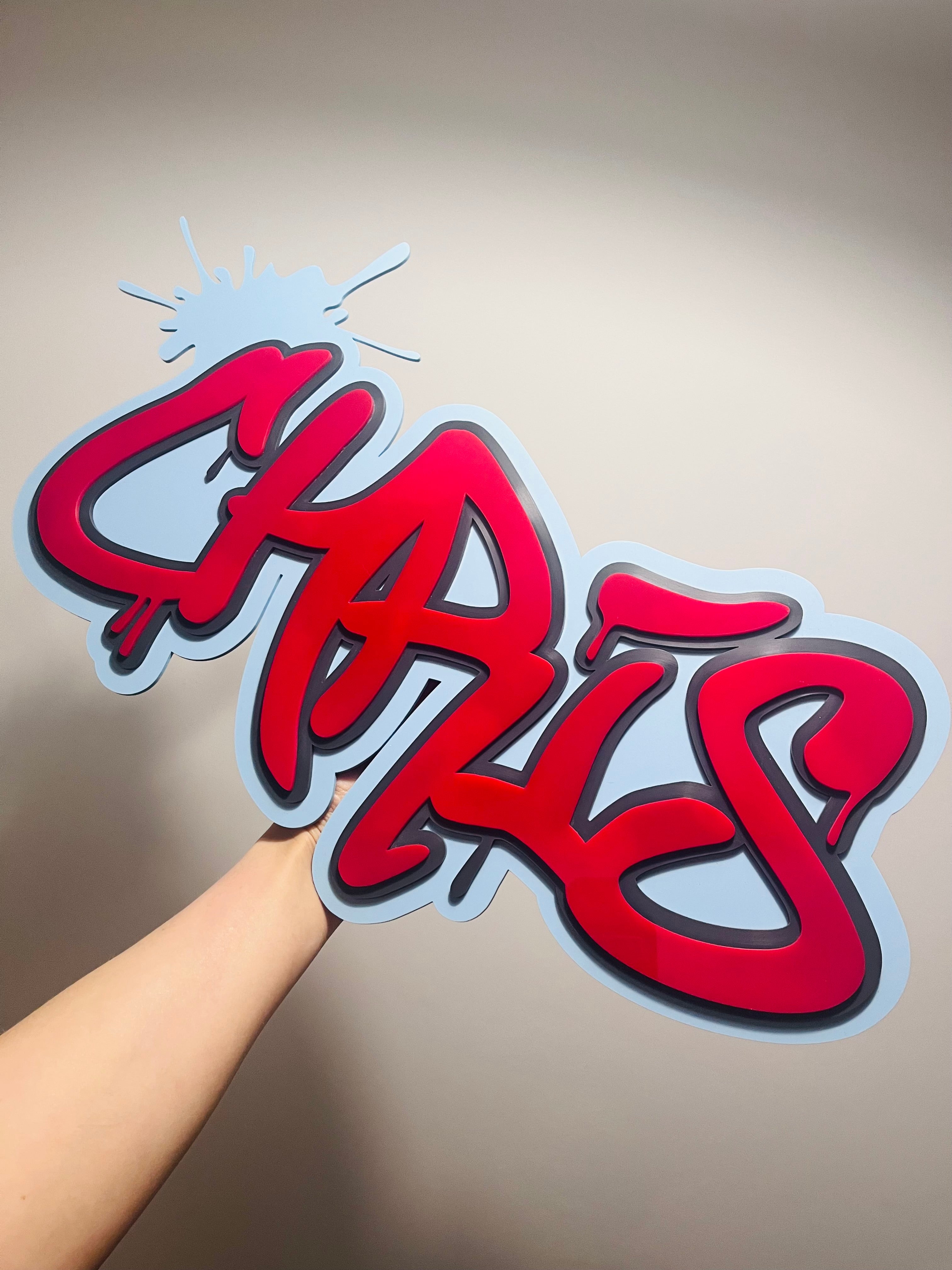 Graffiti name sign triple layer signage personalised wall decor colourful kids art