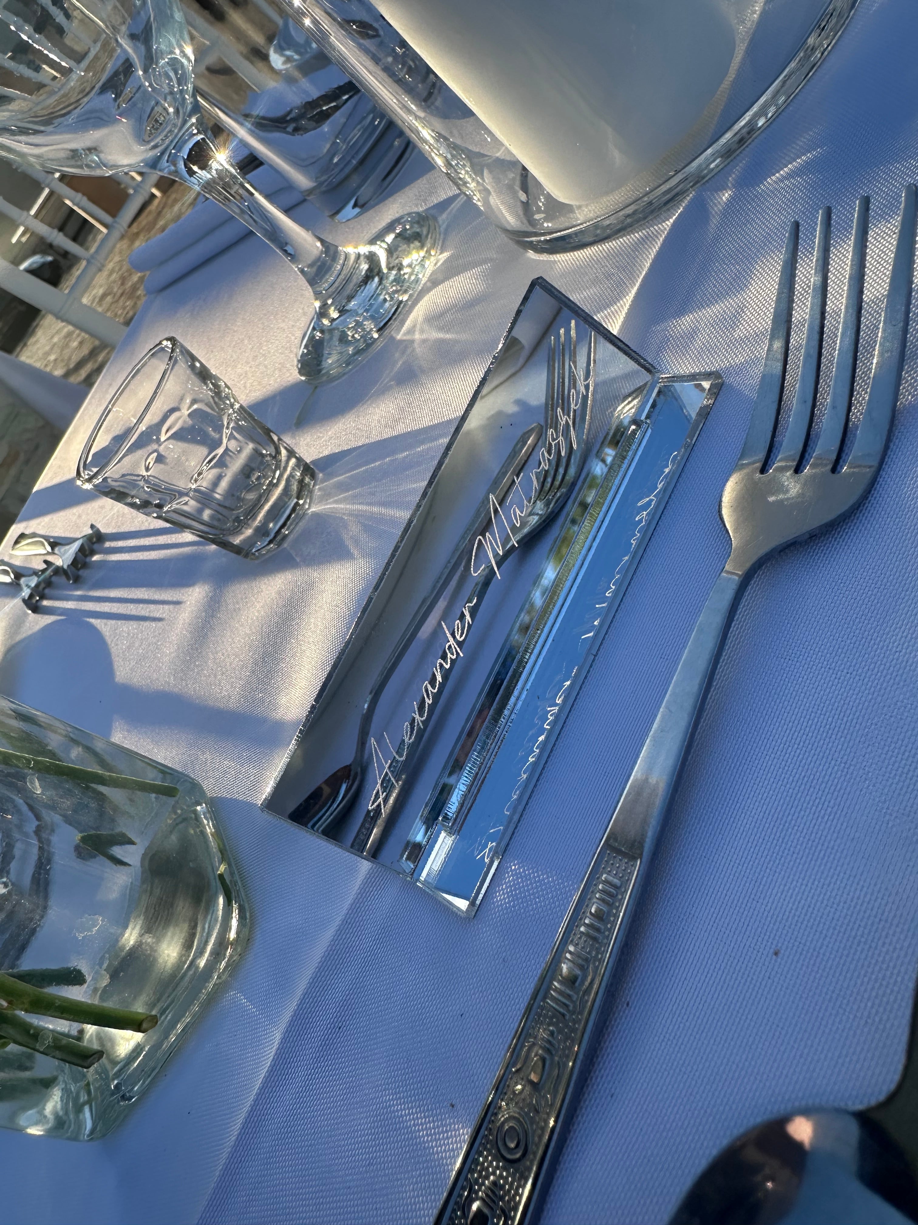 Luxury mirror name tags - Wedding place cards