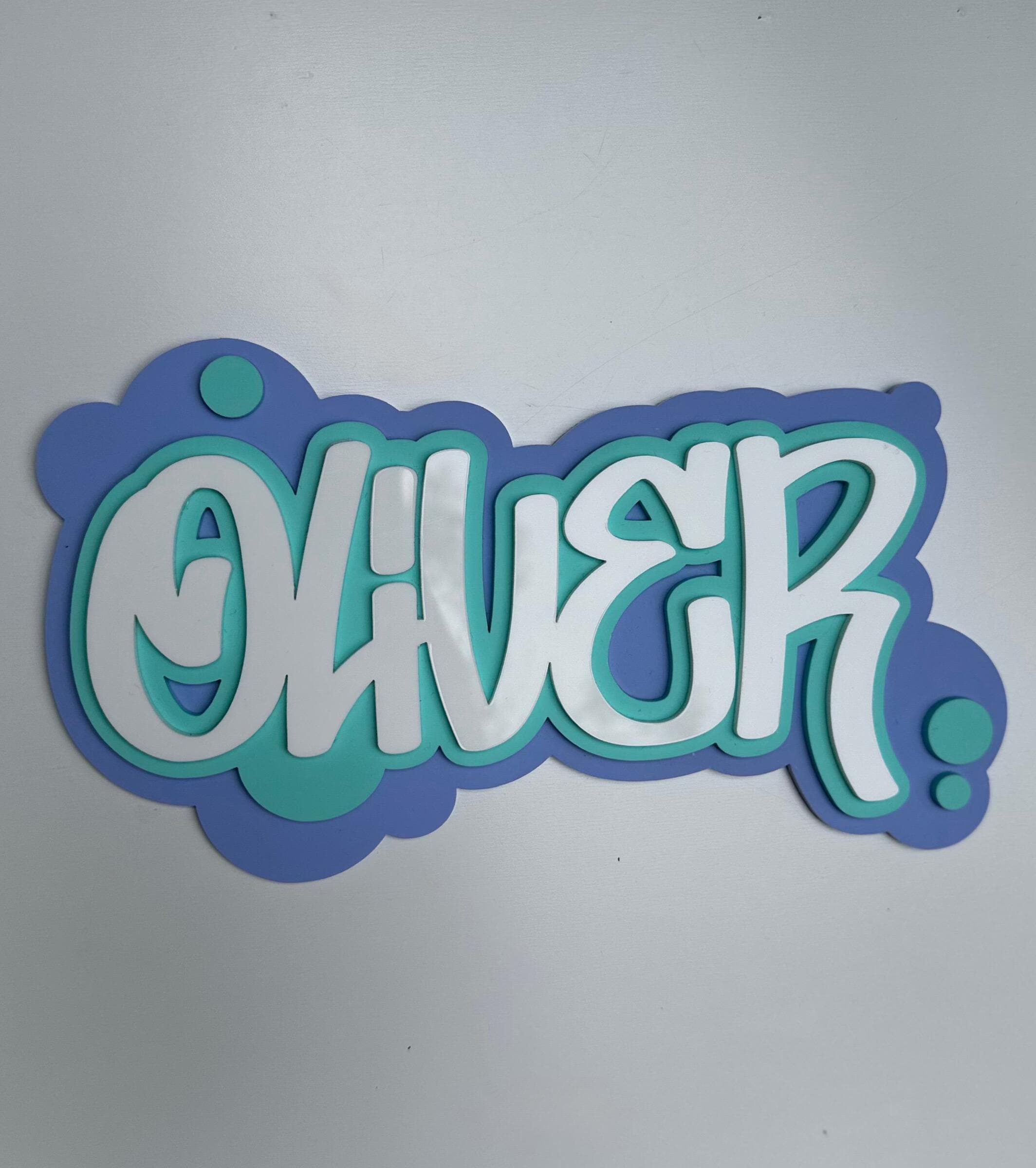 Graffiti name sign triple layer signage personalised wall decor colourful kids art