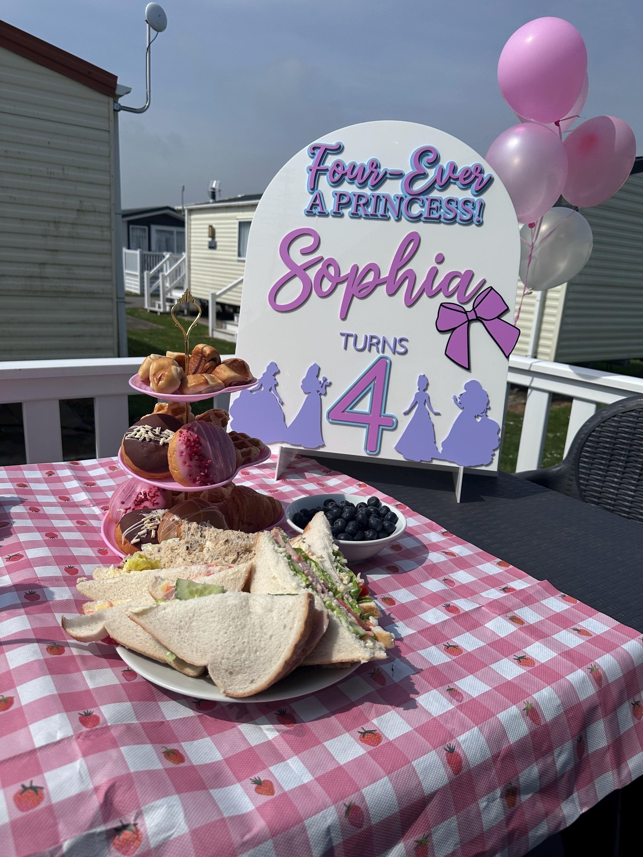 Personalised Four Ever a Princess Birthday Party Sign: Custom Acrylic Name Decor