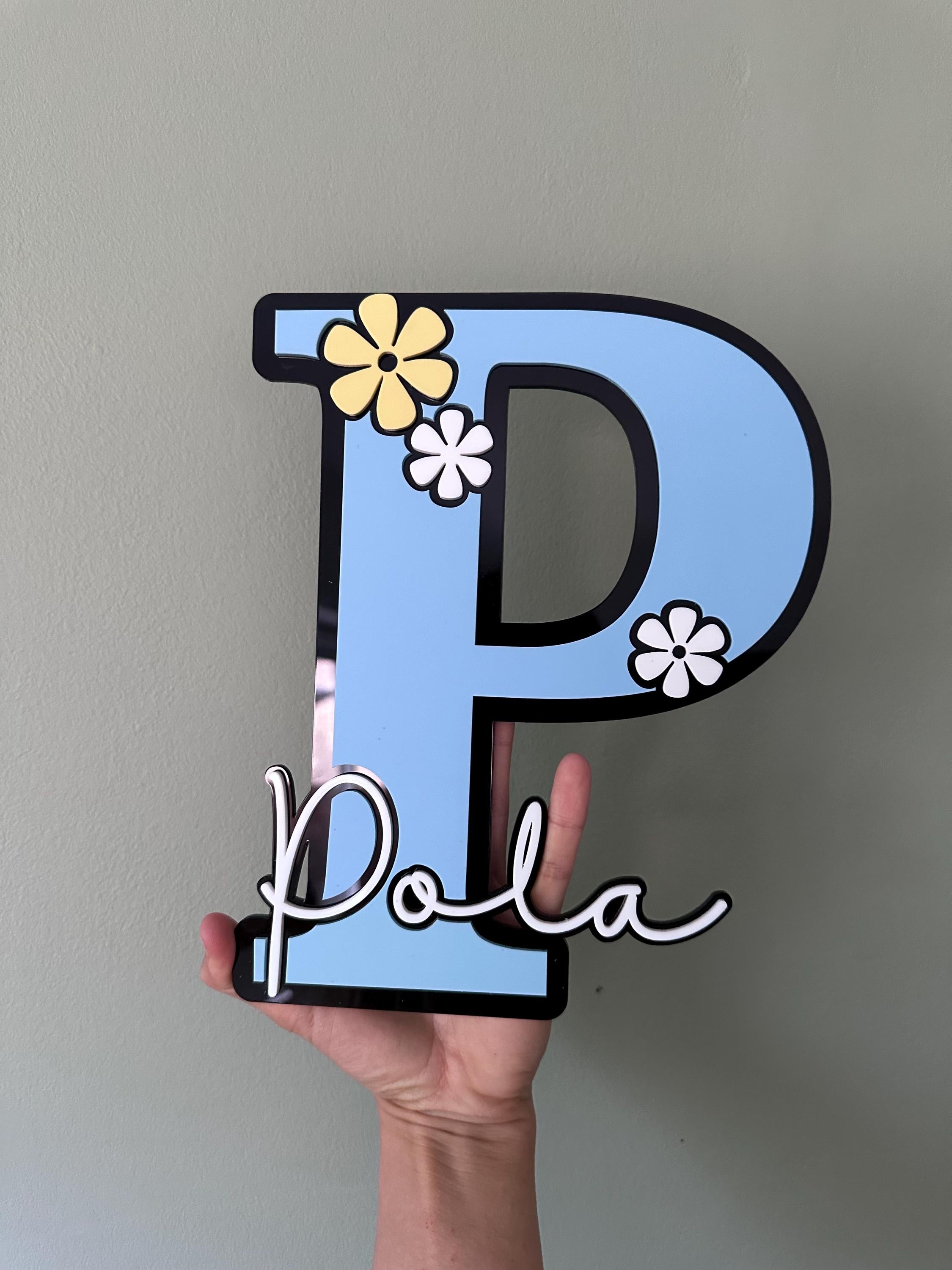 Personalised Floral Acrylic Letter Name Sign