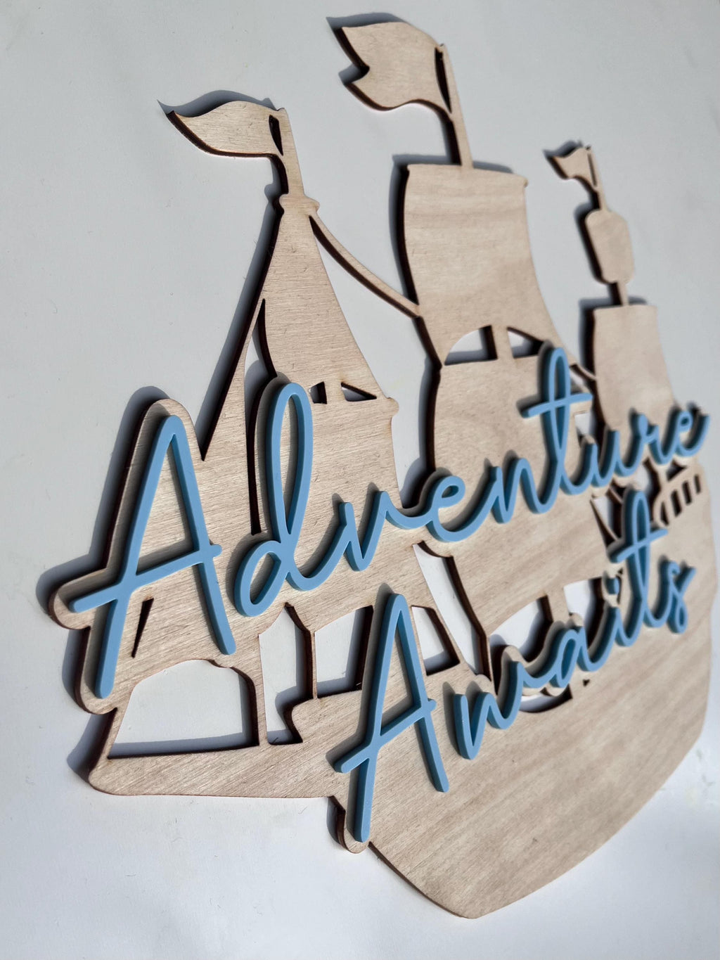 Wooden Ship Nursery Sign: Adventure Awaits Kids Room Decor