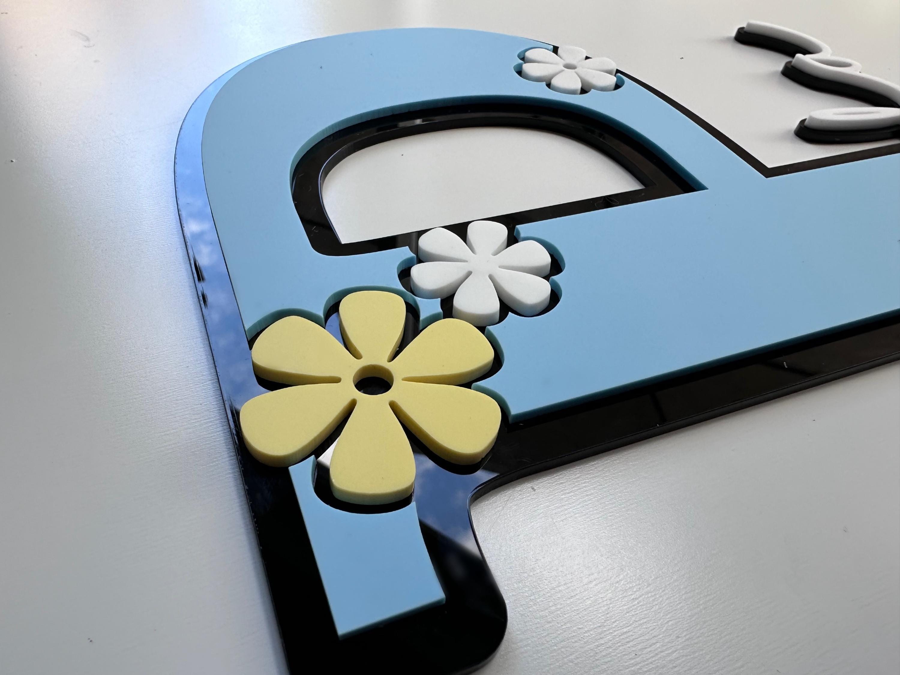Personalised Floral Acrylic Letter Name Sign