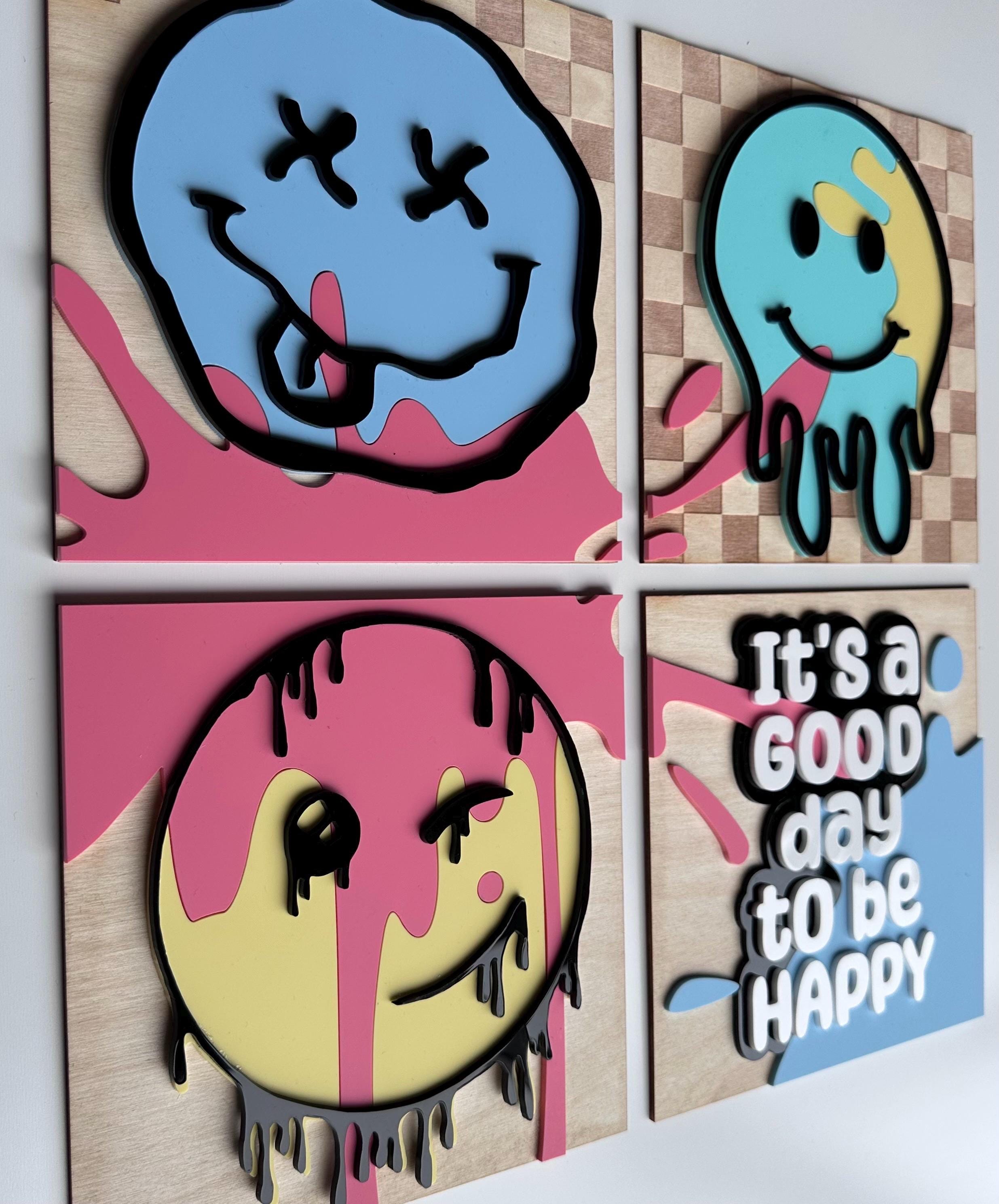 Funky Smiley Face Decor: Colorful Kids Room Wall Art