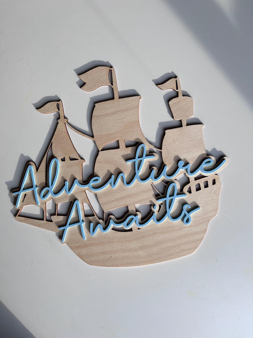 Wooden Ship Nursery Sign: Adventure Awaits Kids Room Decor